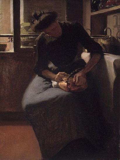Minerva Josephine Chapman Woman Polishing a Kettle